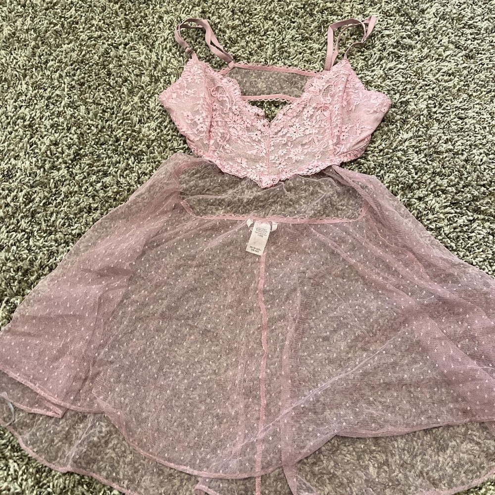 NWT Victoria’s Secret Dotted Mesh Babydoll Top